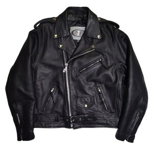 Vintage Z1R Leather Jacket Men's Size 44 (Large) Black Zips Biker Motorcycle
